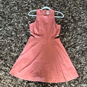 Baby pink A line dress with cutouts